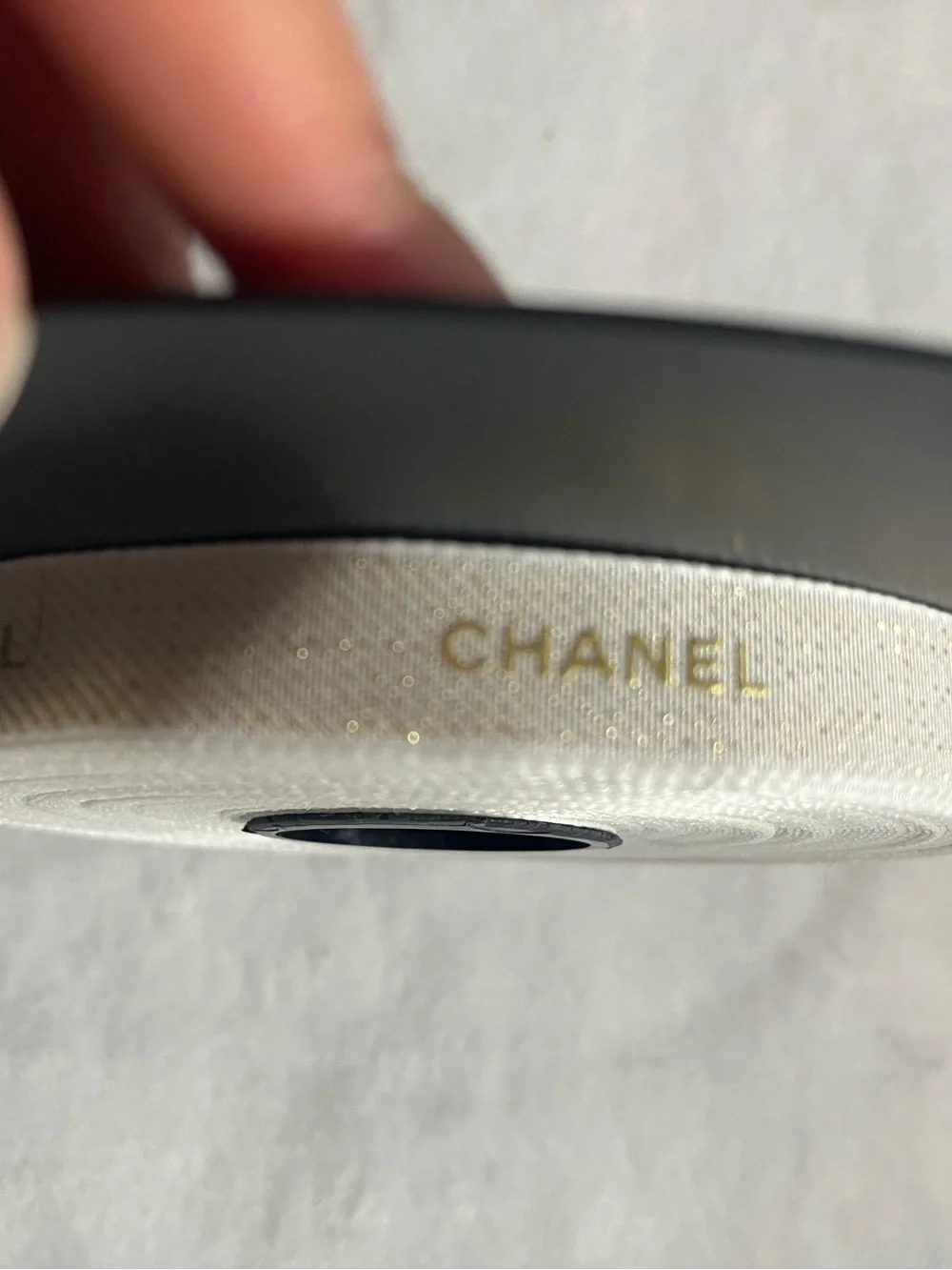 CHANEL Embossed Logo Grosgrain Ribbon - Ivory with Gold